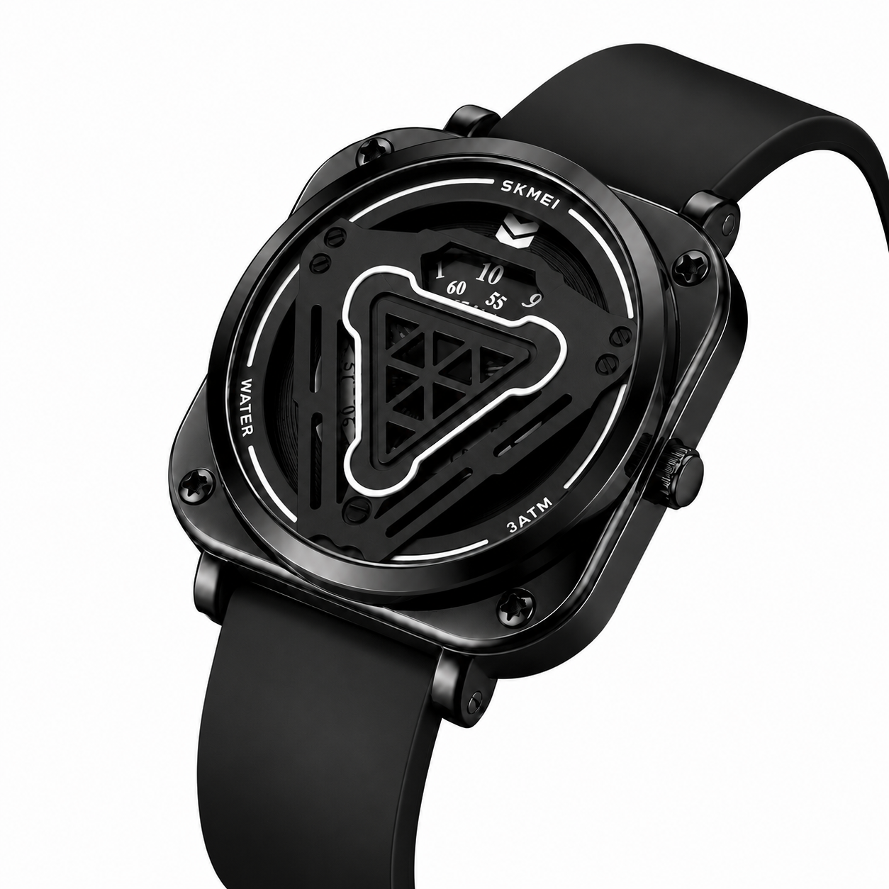 Futuristic Digital Analog Wrist Watch with Silicone Strap