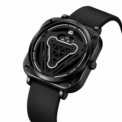 Futuristic Digital Analog Wrist Watch with Silicone Strap