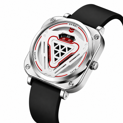 Futuristic Digital Analog Wrist Watch with Silicone Strap