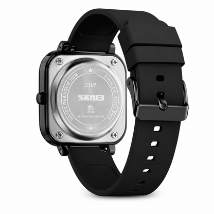 Futuristic Digital Analog Wrist Watch with Silicone Strap
