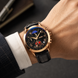 Analog Watch for Men with Rose Gold - Black Leather Strap and Round Dial for Casual & Formal Wear