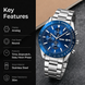 Analog Watch for Men with Silver Blue Metal Strap and Round Dial for Casual & Formal Wear