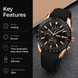 Analog Watch for Men with Rose Gold Black - Silicone Strap and Round Dial for Casual & Formal Wear