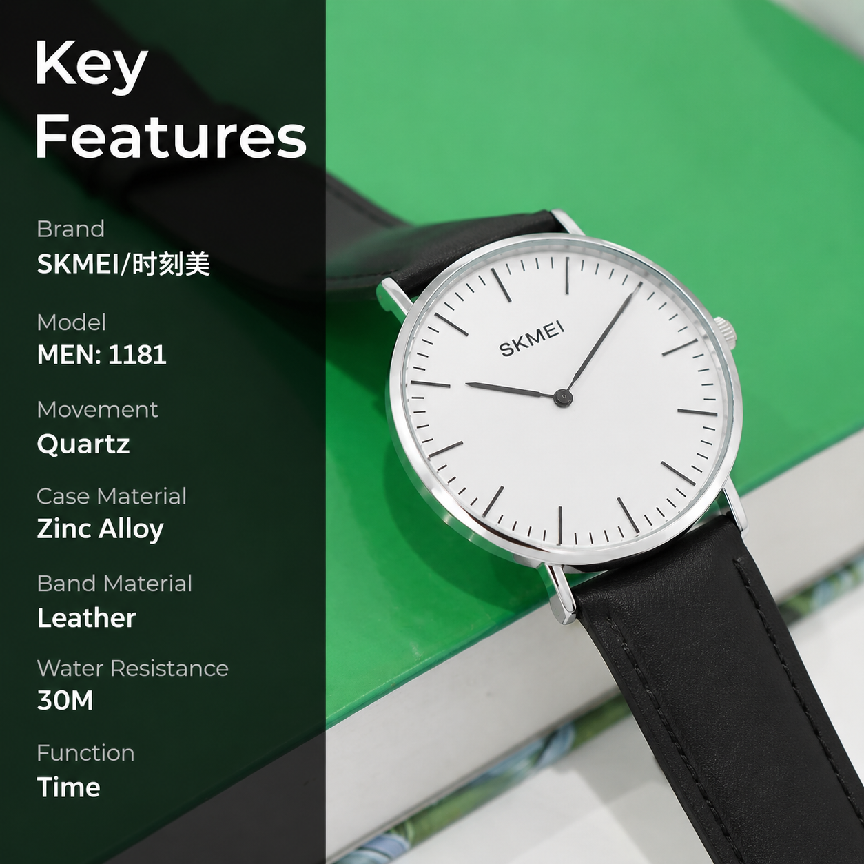 Minimal Analog Leather Strap Wrist Watch For Men