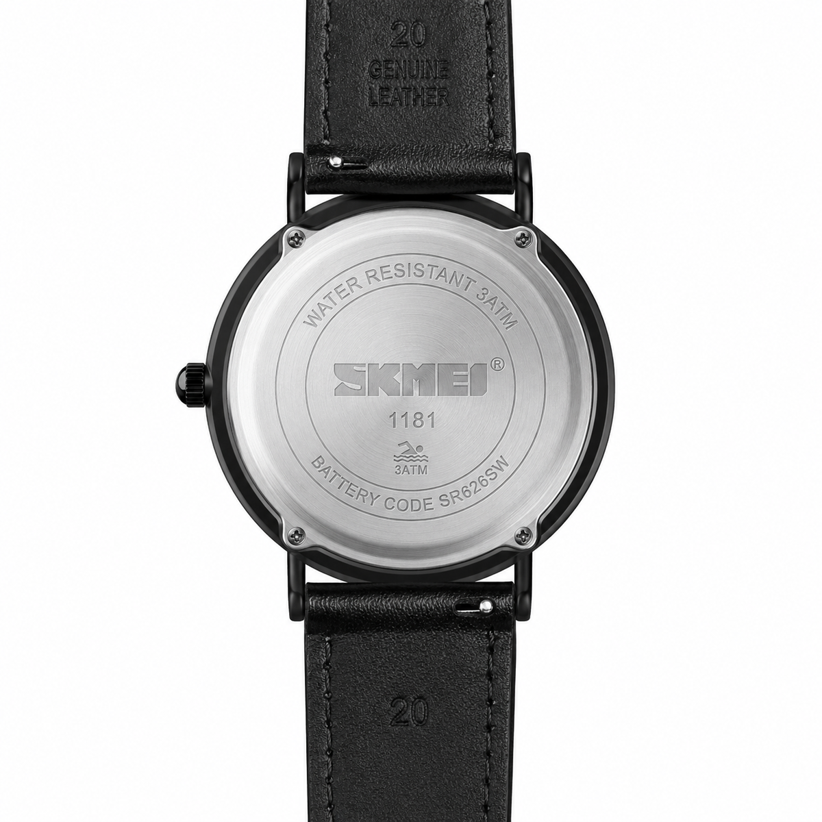 Analog Watch for Men with Black Leather Strap and Round Dial for Casual & Formal Wear