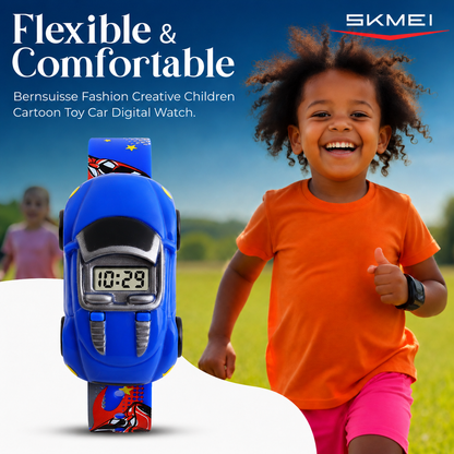Kids Digital Wrist Watch with Racing Car Design and Soft Strap