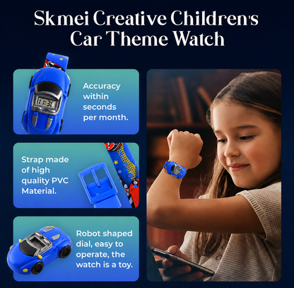 Kids Digital Wrist Watch with Racing Car Design and Soft Strap