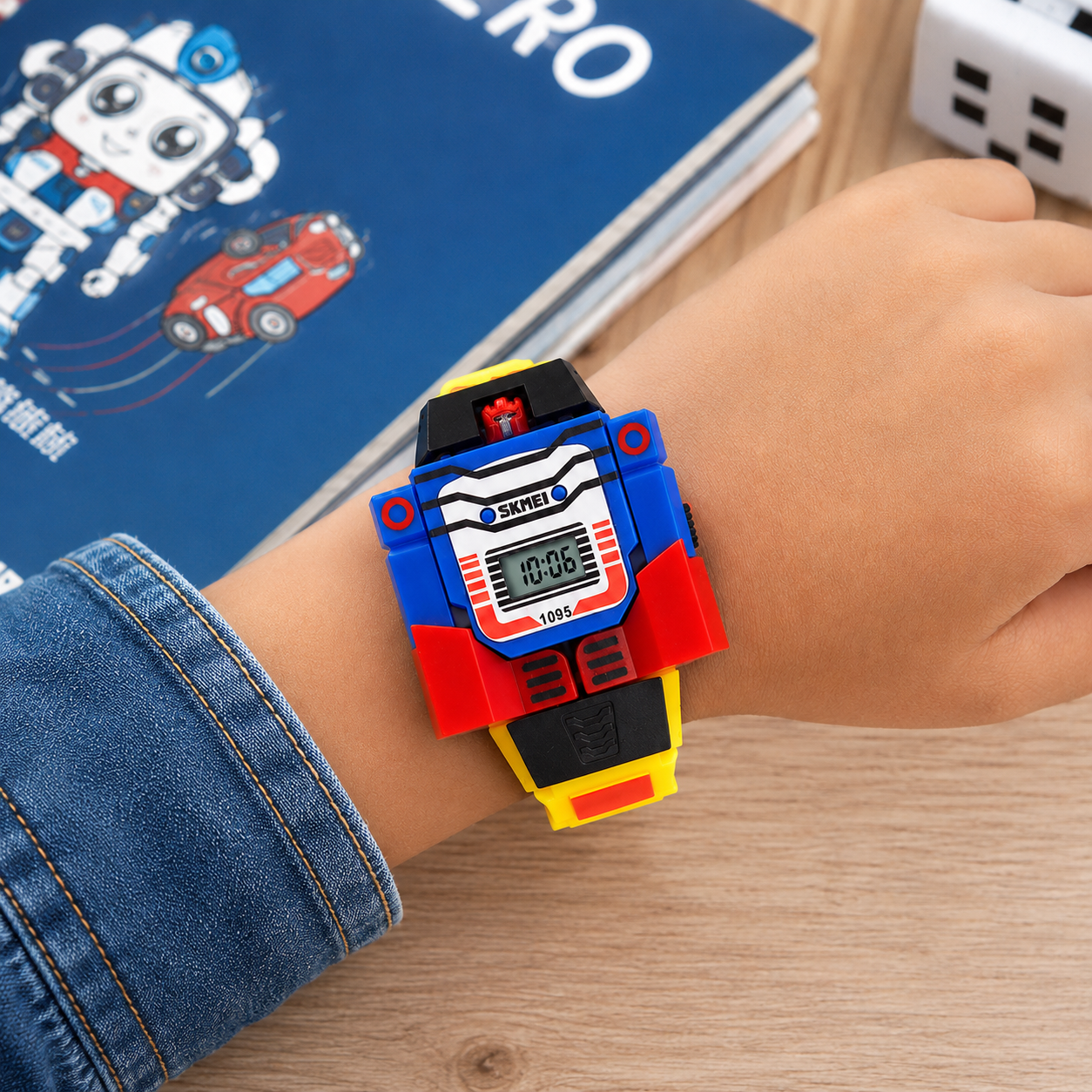 Robot Style Digital Wrist Watch for Kids with Flexible Strap