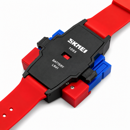 Robot Style Digital Wrist Watch for Kids with Flexible Strap