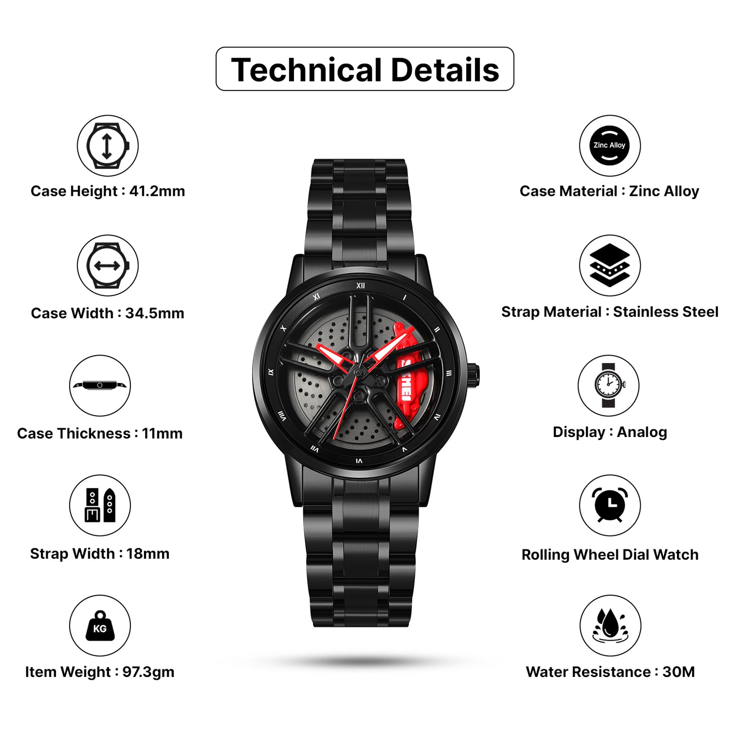 Skmei Quartz Analog Dial Stainless Steel Strap Watch for Women - 2191