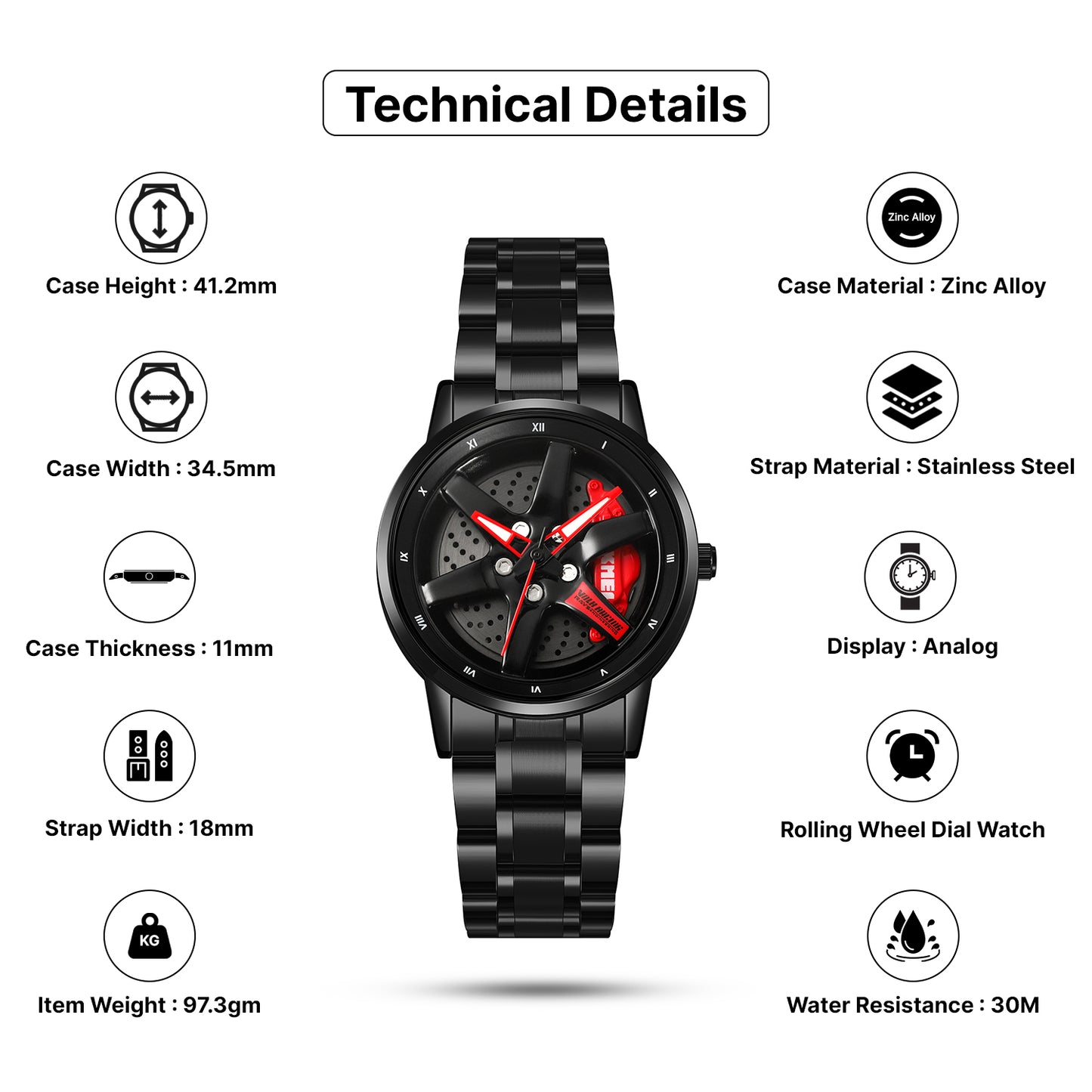 Skmei Quartz Analog Dial Stainless Steel Strap Watch for Women - 2191