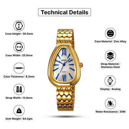 Skmei Quartz Analog Dial Stainless Steel Strap Watch for Women - 2332