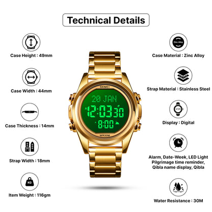 Skmei Digital Dial Stainless Steel Strap Watch for Men - 1667