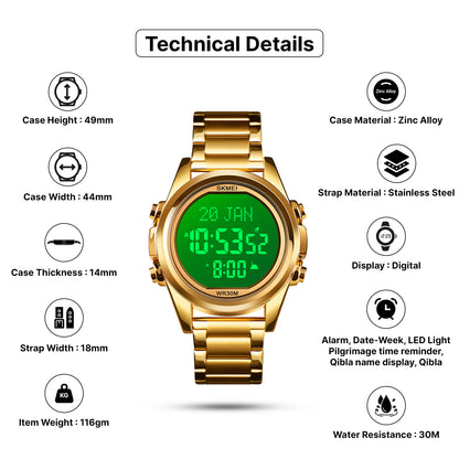 Skmei Digital Dial Stainless Steel Strap Watch for Men - 1667