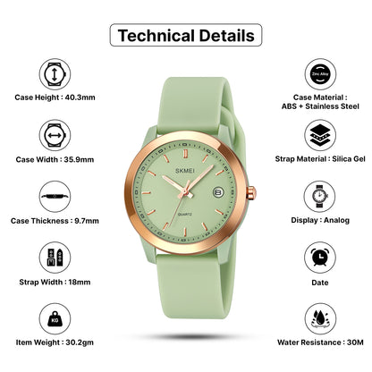 Skmei Quartz Analog Dial Silica Gel Strap Watch for Women - 2319