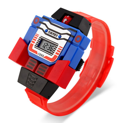 Robot Style Digital Wrist Watch for Kids with Flexible Strap