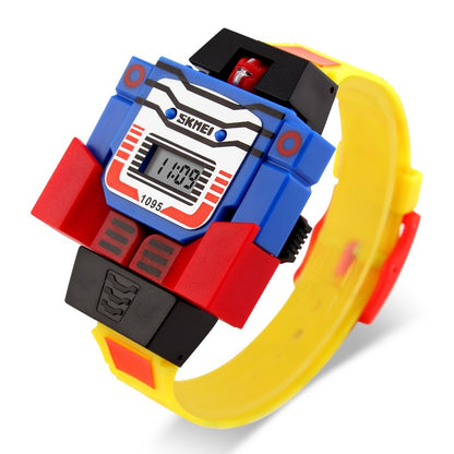 Robot Style Digital Wrist Watch for Kids with Flexible Strap