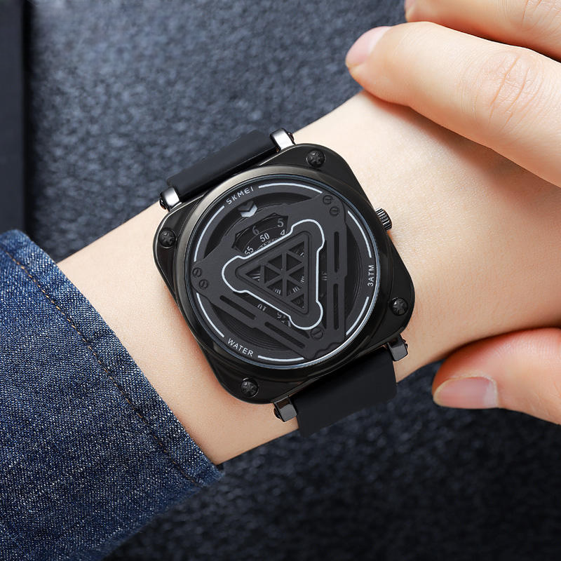 Futuristic Digital Analog Wrist Watch with Silicone Strap