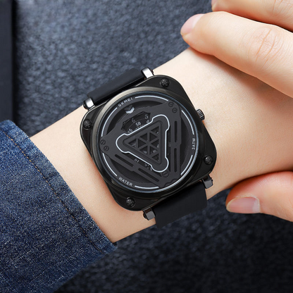 Futuristic Digital Analog Wrist Watch with Silicone Strap