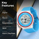 Digital Watch for Kids with Light Blue Polyurethane Strap and Round Dial for Casual & Formal Wear
