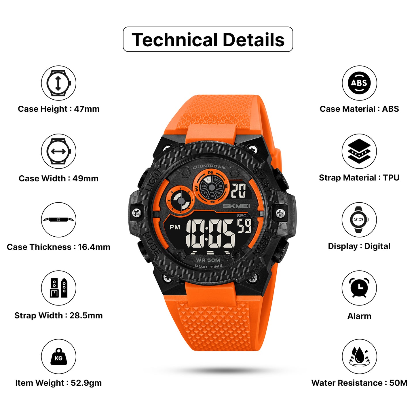 Skmei Digital Dial TPU Strap Watch for Men - 2337