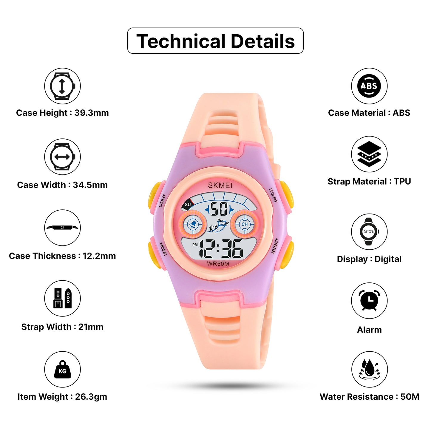 Skmei Digital Dial TPU Strap Watch for Kids - 2309