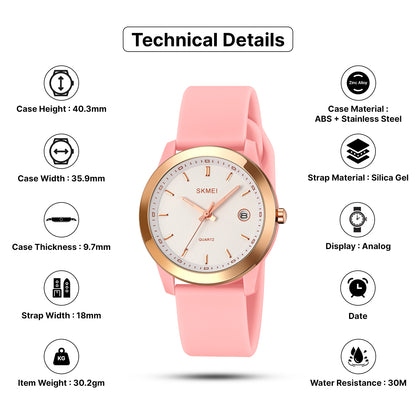 Skmei Quartz Analog Dial Silica Gel Strap Watch for Women - 2319