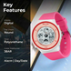 Digital Watch for Kids with Rose Red Polyurethane Strap and Round Dial for Casual & Formal Wear