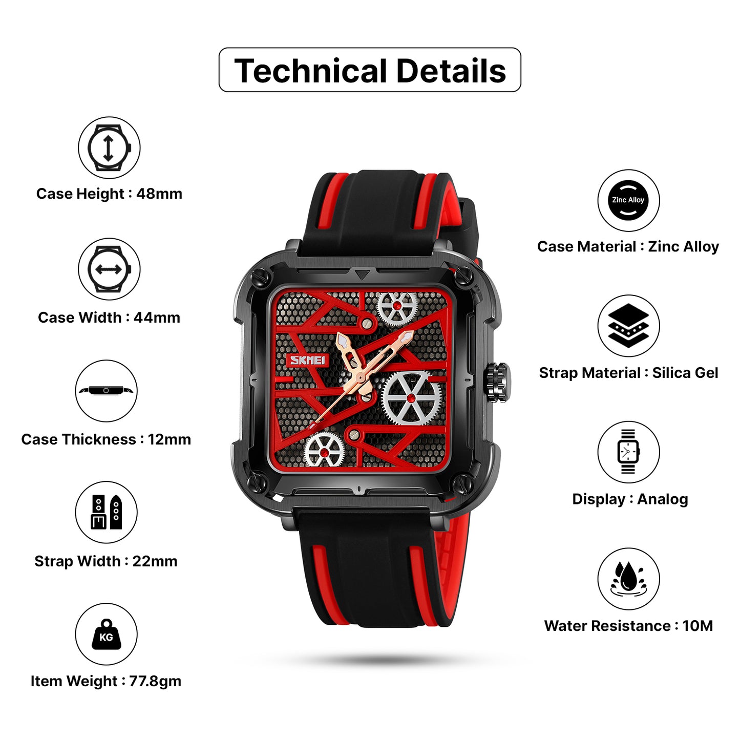 Skmei Quartz Analog Dial Silica Gel Strap Watch for Men - 9363