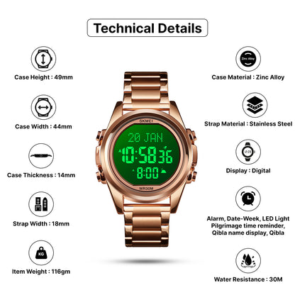 Skmei Digital Dial Stainless Steel Strap Watch for Men - 1667
