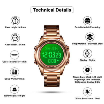Skmei Digital Dial Stainless Steel Strap Watch for Men - 1667