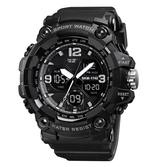 Four-screen LED Digital Display Luminous Sports Shockproof Electronic Watch for Men - 1742