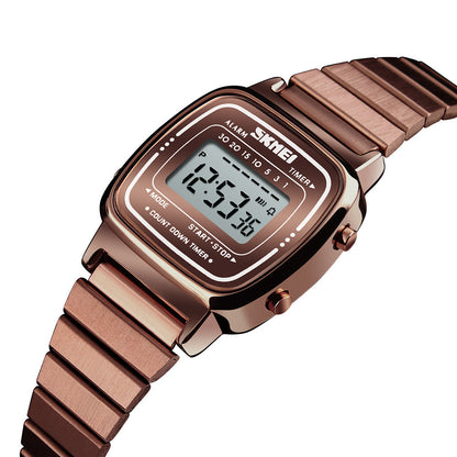 SKMEI Women's Digital Watch with Stainless Steel Band - 1901