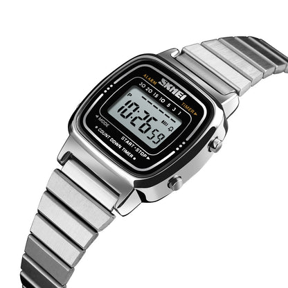 SKMEI Women's Digital Watch with Stainless Steel Band - 1901