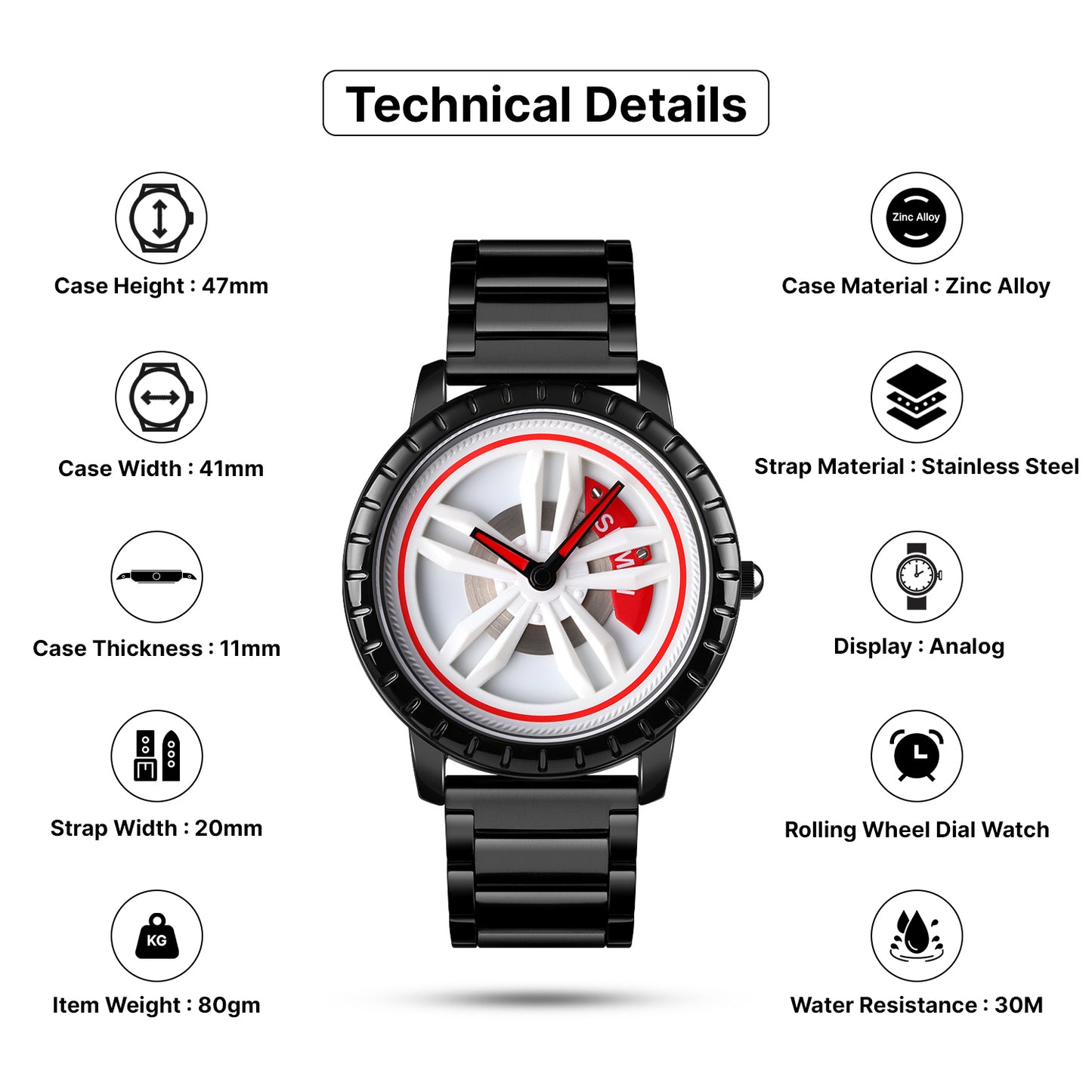 Skmei Quartz Analog Dial Stainless Steel Strap Watch for Men - 1634