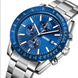 Analog Watch for Men with Silver Blue Metal Strap and Round Dial for Casual & Formal Wear