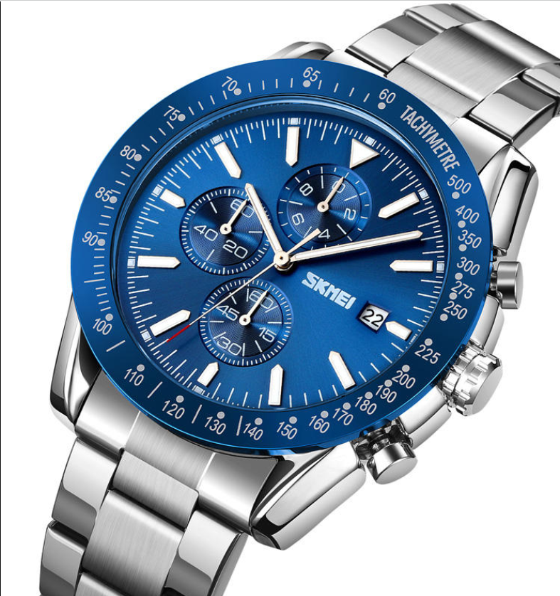 Sporty Analog Chronograph Wrist Watch with Flexible Strap For Men