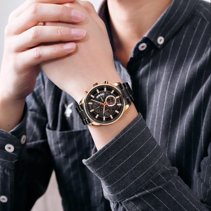 Premium Analog Chronograph Wrist Watch with Metal Strap For Men