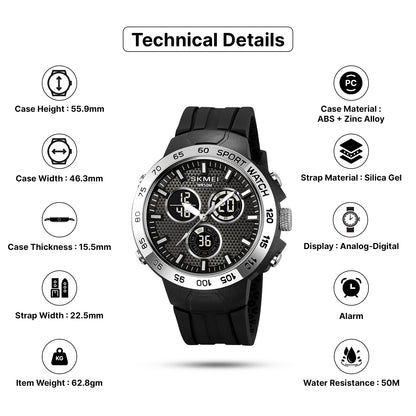 Skmei Analog-Digital Dial Silica Gel Strap Watch for Men - 2106