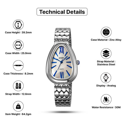 Skmei Quartz Analog Dial Stainless Steel Strap Watch for Women - 2332