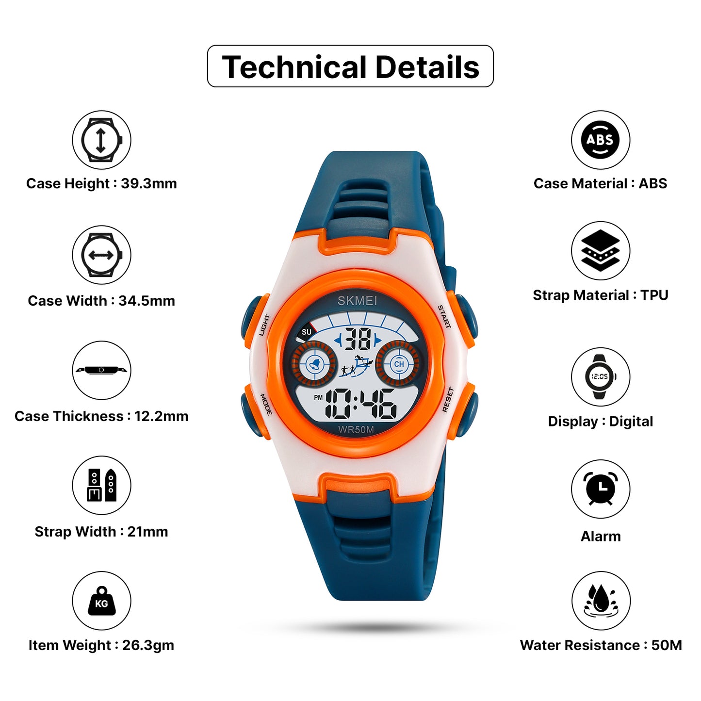Skmei Digital Dial TPU Strap Watch for Kids - 2309