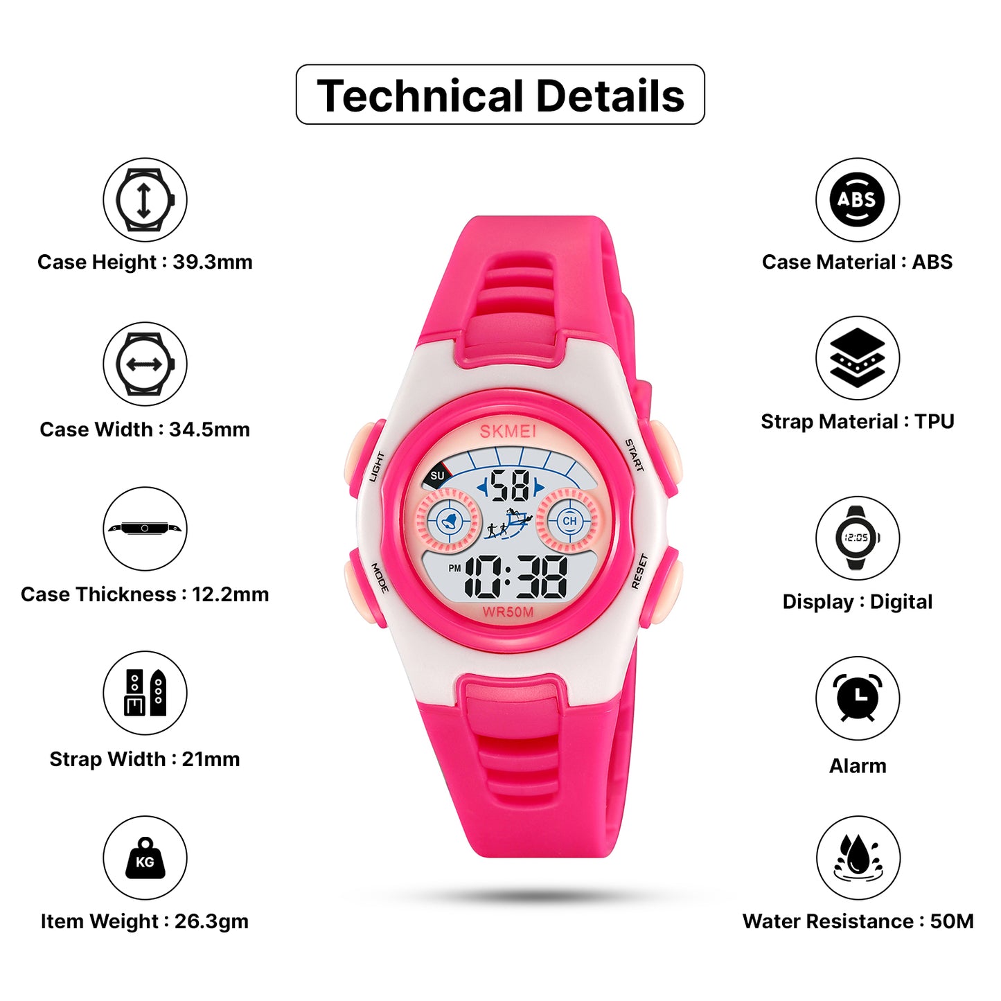 Skmei Digital Dial TPU Strap Watch for Kids - 2309