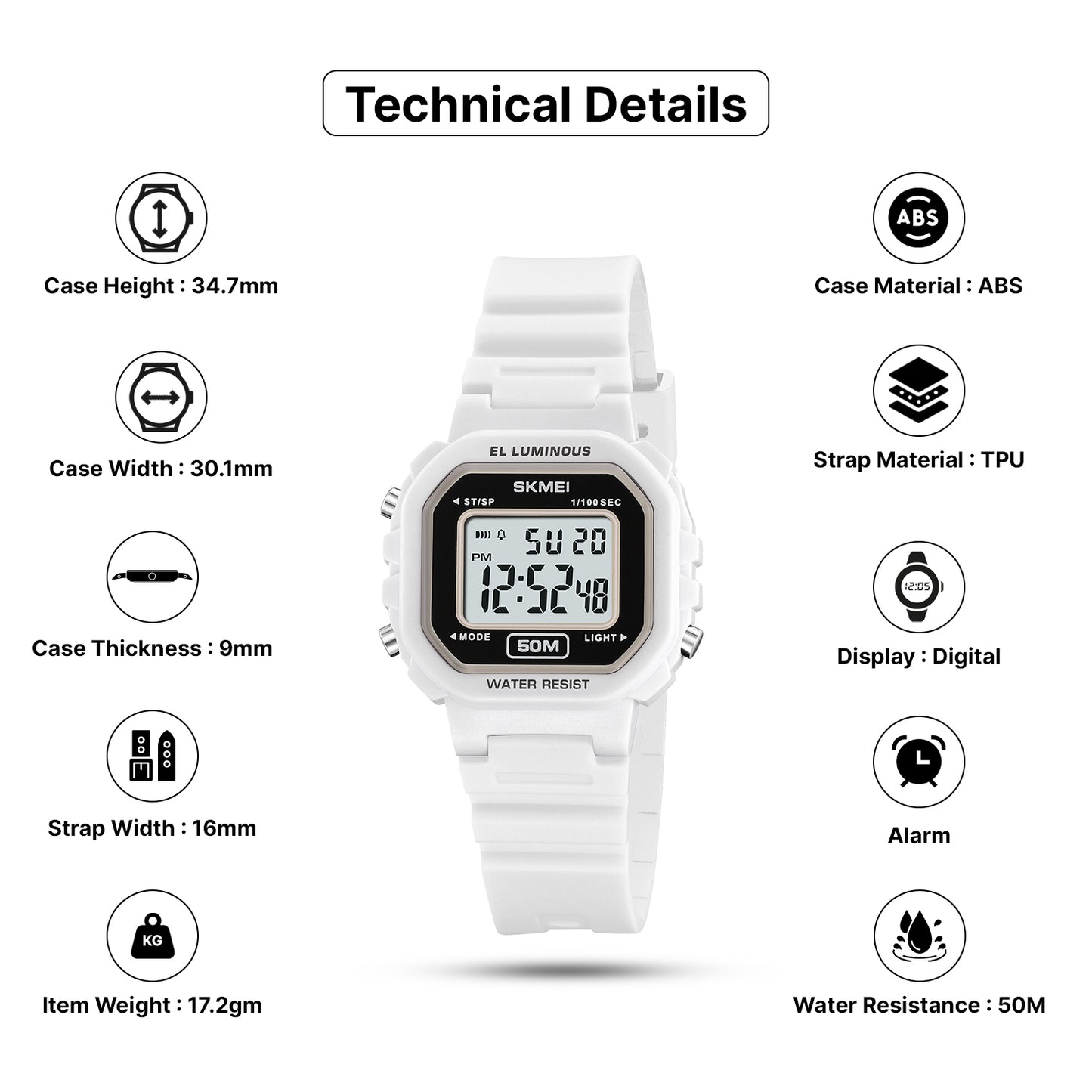 Skmei Digital Dial TPU Strap Watch for Kids - 2326