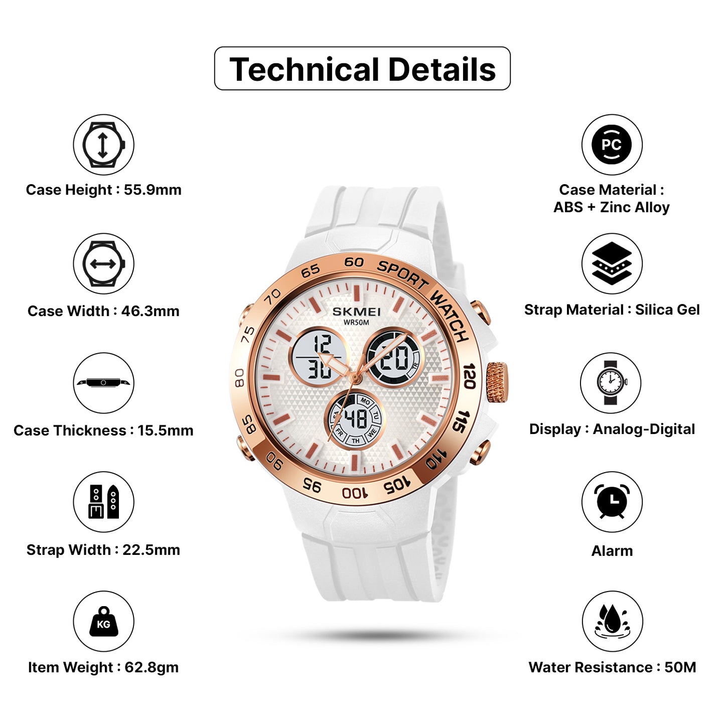 Skmei Analog-Digital Dial Silica Gel Strap Watch for Men - 2106