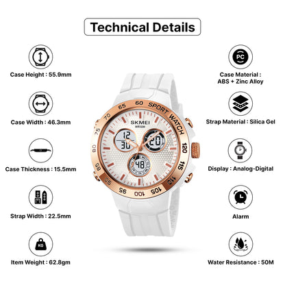 Skmei Analog-Digital Dial Silica Gel Strap Watch for Men - 2106