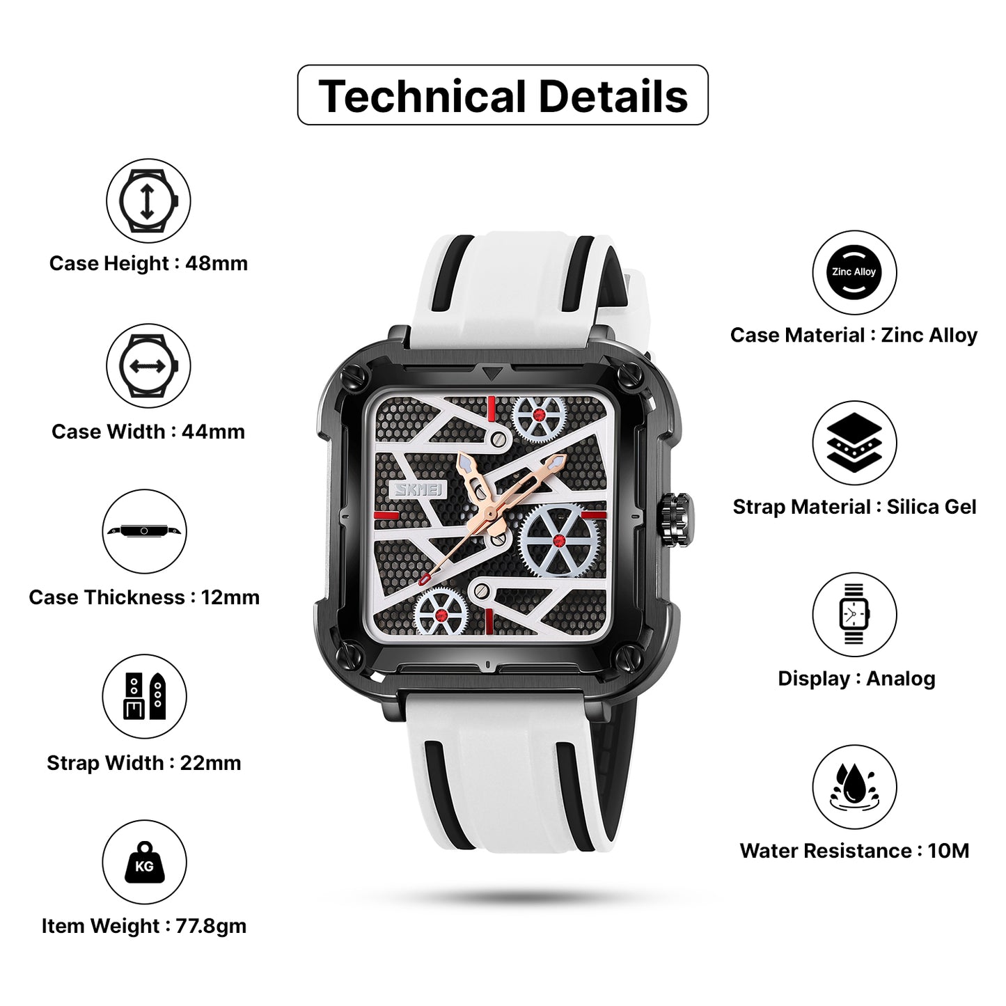 Skmei Quartz Analog Dial Silica Gel Strap Watch for Men - 9363