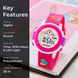 Digital Watch for Kids with Pink Polyurethane Strap and Round Dial for Casual & Formal Wear