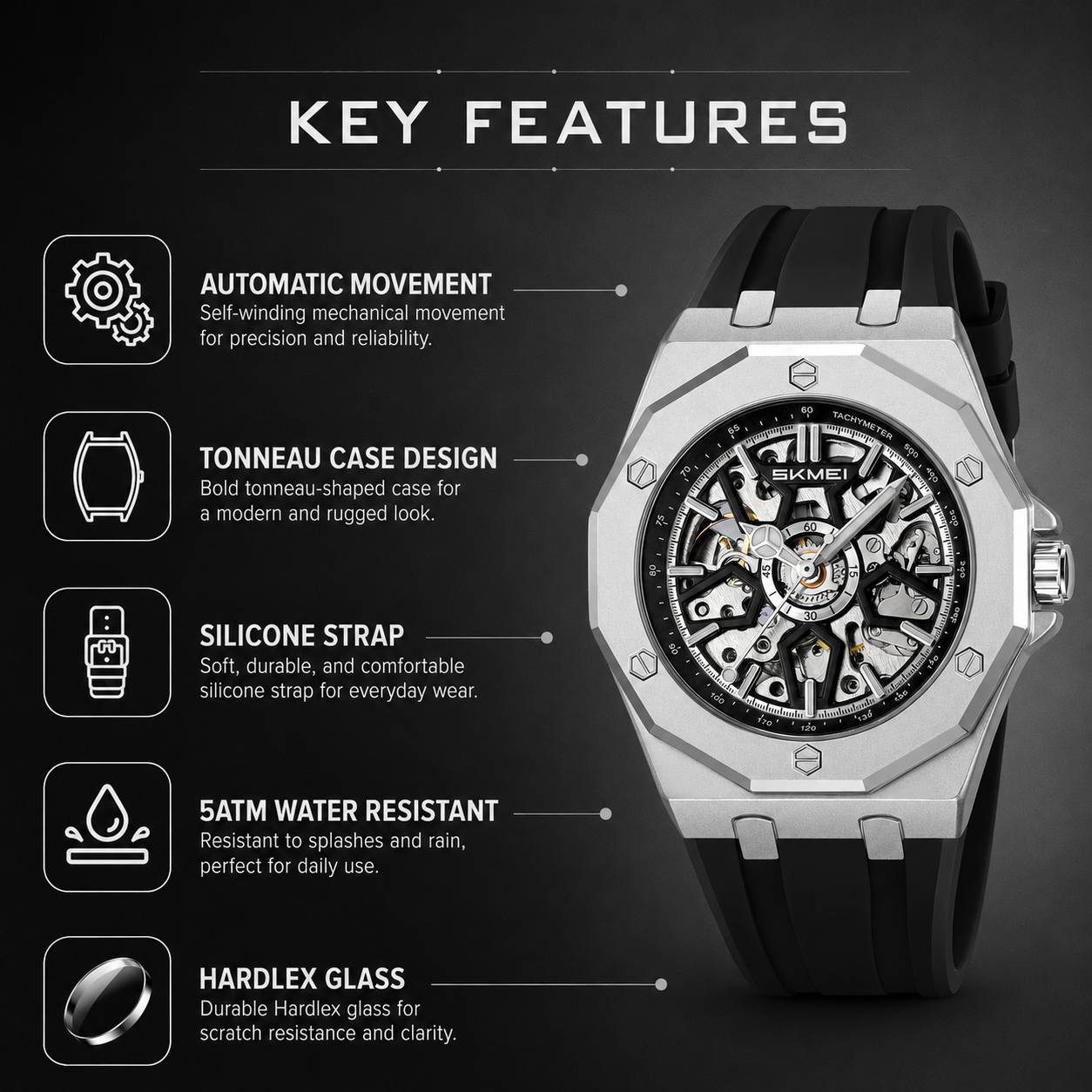 Luxury Skeleton Automatic Wrist Watch for men