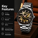 Automatic Watch for Men with Black Stainless Steel Strap and Round Dial for Casual & Formal Wear