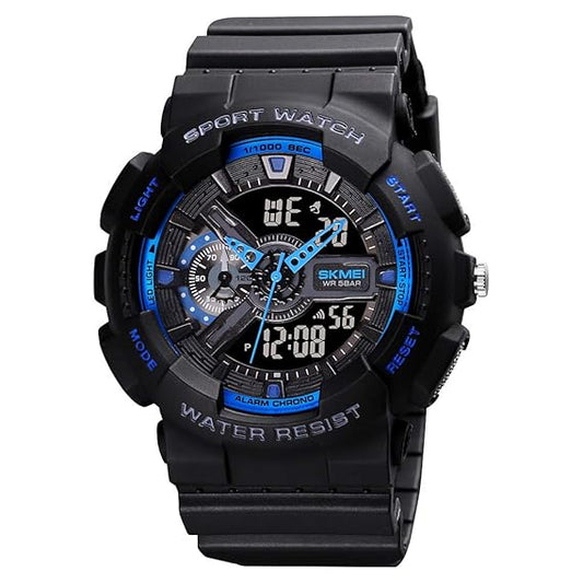 Analog-Digital Sports Watch Multifunction LED Display Alarm, Stopwatch, Day-Date Water Resistant Durable Watch for Boys & Girls